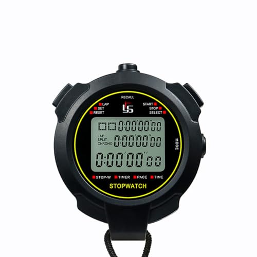 Cronómetro Deportivo, Digital Cronómetro, Cronómetros Reloj, Portátil, Multifunción, Pantalla Grande, Negro, 30 Memorias, para Tbol,Baloncesto,Correr,Natación,Fitness Más