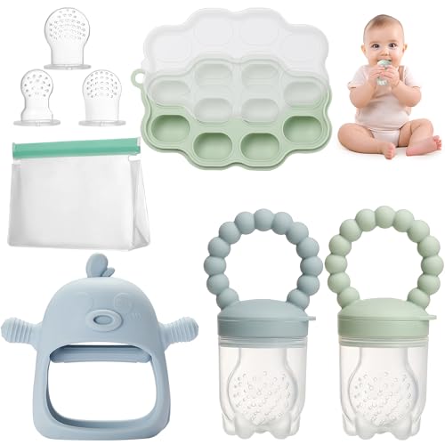 Image of NIGHTNOOK Breastmilk Popsicle Mold & Baby Fruit Feeder Pacifier with Teething Mitten, 3 Extra Nipples and Storage Bag, BPA Free, Dishwasher Safe, Ideal for Babies Over 3 Months Feeding & Teething