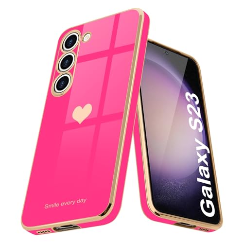 Teageo Funda para Samsung S23 con Bonito Patrón de Corazón para Mujeres y Niñas Delgada de Lujo con Brillo Plateado TPU Suave Anti-Arañazos Resistente a Golpes Funda Protectora de Teléfono para