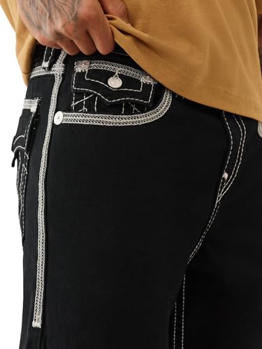 True Religion Men's Super Flatlock Vinny Flap Jeans – Slim Straight Fit Stretch Denim with Bold Stitch & Flap Pockets2