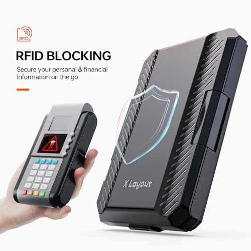 Men's Wallet RFID Blocking Card Holder-Minimalist Wallet for Men with Large Capacity for Credit Cards & Cash, Easy to Carry, Shockproof & Splash-proof, Compatible with MagSafe, Black3