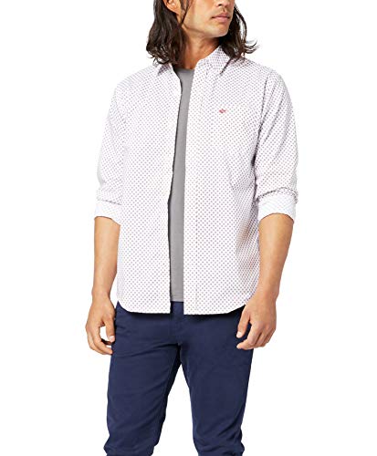 Dockers Men's Long-Sleeve Button Up Perfect Shirt, Paper White - Legacy, XX-Large