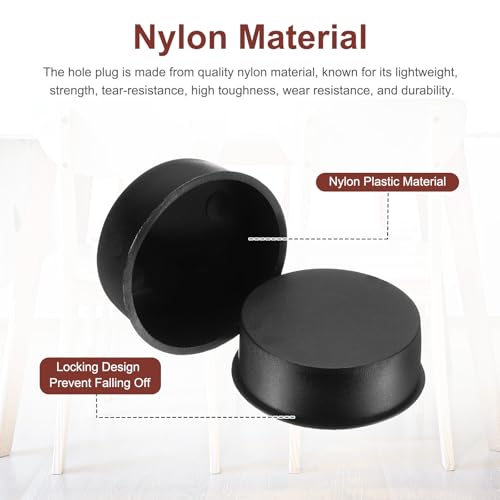 Image of uxcell 20pcs Plastic Hole Cover Plug for 35mm(1 3 /8 inch) Concealed Hinge Cup and Screw Hinge Hole Plugs Covers for Kitchen Cabinet Furniture, Black