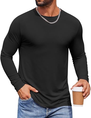 COOFANDY Men's Long Sleeve Tee Shirts Crew Neck T-Shirt Casual Pullover Basic Tees Soft Stretch Tshirts