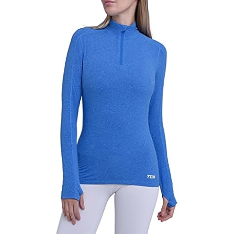 TCA Camiseta Manga Larga Lightweight Fusion Quickdry de Running con Media Cremallera para Mujer - Azul Cover