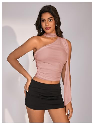 Image of RoseSeek Women's Y2K Leopard Polka Dots Halter Asymmetrical Neck Crop Tops