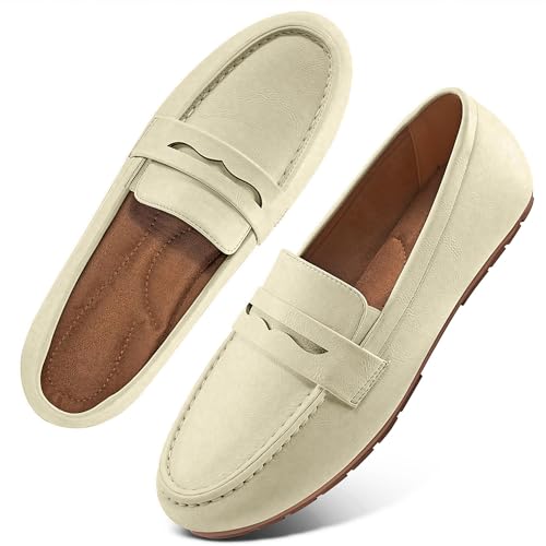 Image of Ecetana Women's Loafers Comfortable Slip-On Business Casual Work Flats | Cushioned & Lightweight Non Slip Penny Loafers for Office Driving Daily Commutes Dressy - Long Hours of Standing Walking