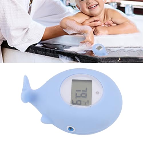 Baby Bath Thermometer Whale Shaped Baby Bath Tub Water Thermometer Silent Alarm Infant Baby Bath Floating Toy Temperature Thermometer for Measuring Water Temperature and Playing in The Bath