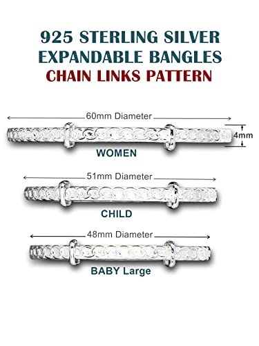 Designer Inspirations Boutique 4MM Wide Engraved/Embossed Chain Links Pattern Expanding/Expandable/Adjustable Bangle Bracelet for Baby/Child/Children/Women - Image 4