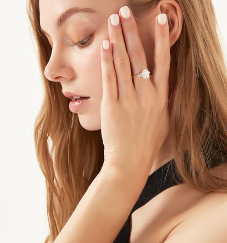 TIGRADE 3CT Engagement Ring Oval Cut Cubic Zirconia Promise Ring Round CZ Eternity Wedding Band for Women Size 3-124