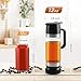 Aelga Coffee Syrup Dispenser, Honey Dispenser, 12 OZ Glass Syrup Bottles with Handle, No Drip Pouring, Coffee Bar Accessories for Coffee and Tea, Black 2 Pack