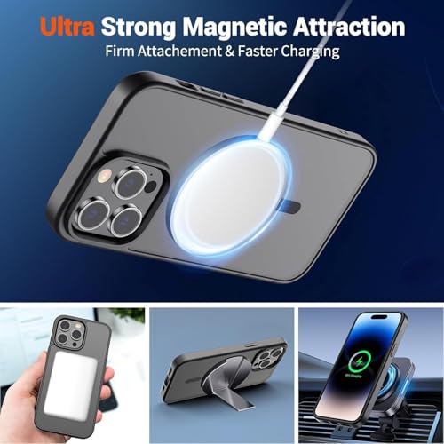 Image of iPhone 14 pro Magsafe Hard Back Case | Matte Design & 360 Protection | Military-Grade Apple iPhone 14 pro Cover | Strong Magnet Back - Black