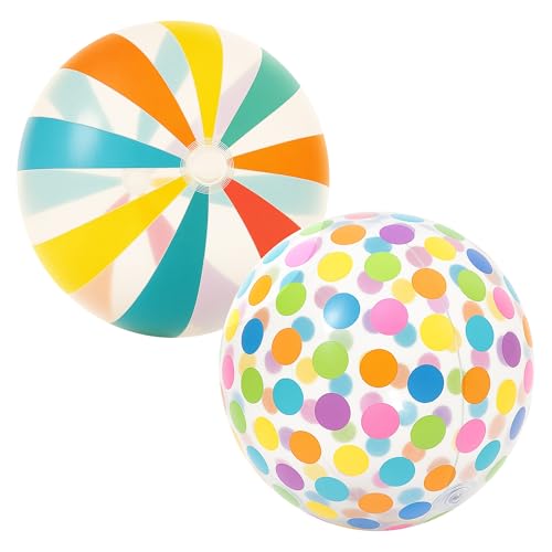 GiftExpress 40' Beach Balls 2 Pack - Polka Dot & Striped Giant Transparent Inflatable Balls for Swimming Pool Party - Summer Outdoor Water Toys & Decorations