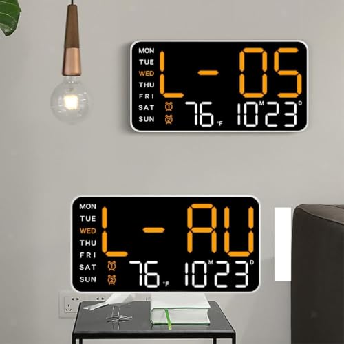 Image of Digital Alarm Clock Wall /Table -9 inch Inch Large LED Display with Date & Week, Remote Control, Big Wall Clock for Bedroom, Living Room, Office (Recta Orange Clock)