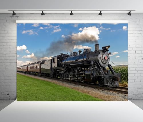BELECO Telón de Fondo Tela 7x5FT Tren de Vapor miniatura 4
