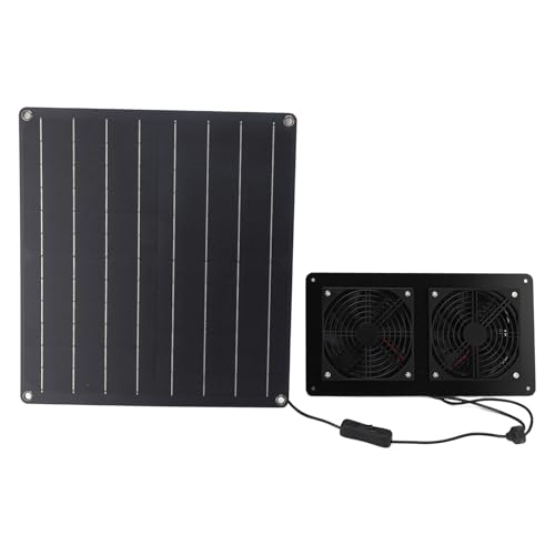Kit de Ventilador de Enfriamiento con Energía Solar Versátil con Ventiladores Duales, Adecuado para Refugios para Mascotas, Material ABS