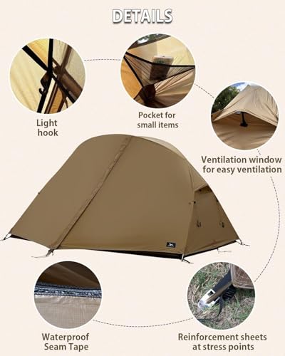 Carpa de Camping MC TOMOUNT Ultraligera de Nylon para 1-2 Personas miniatura 5