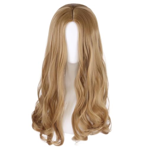 Image of 24 inch Long Wavy Light Golden Blonde Wigs for Women Megan Costume Wig Prom