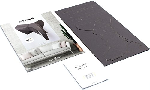 PaperShape Elefant 3D-Papier-Tier-Safari ausgeschnitten, vorgefalzt und ohne kleben - Tierkopf Wand-Deko aus FSC-Papier… – Bild 5