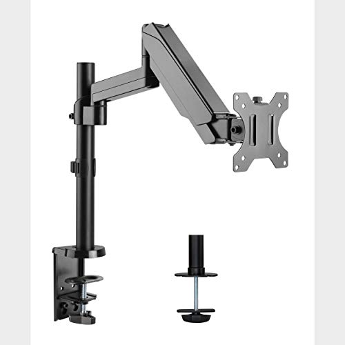 Limited Stock Halter LCD Adjustable Gas Spring Desk Mount Monitor Stand, Height Adjustable Articulating for 10''-27'' LED/LCD/PDP Computer Monitor 100 Bolt Pattern Compatible 16 Lb Capacity, Single Arm