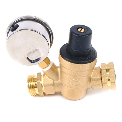 Image of U.S. Solid 3 /4 inch GHT RV Water Pressure Regulator, Adjustable Lead-Free Brass Water Regulator Valve with Gauge & Filter for RV, Camper & Garden Hose (Pack of 2)