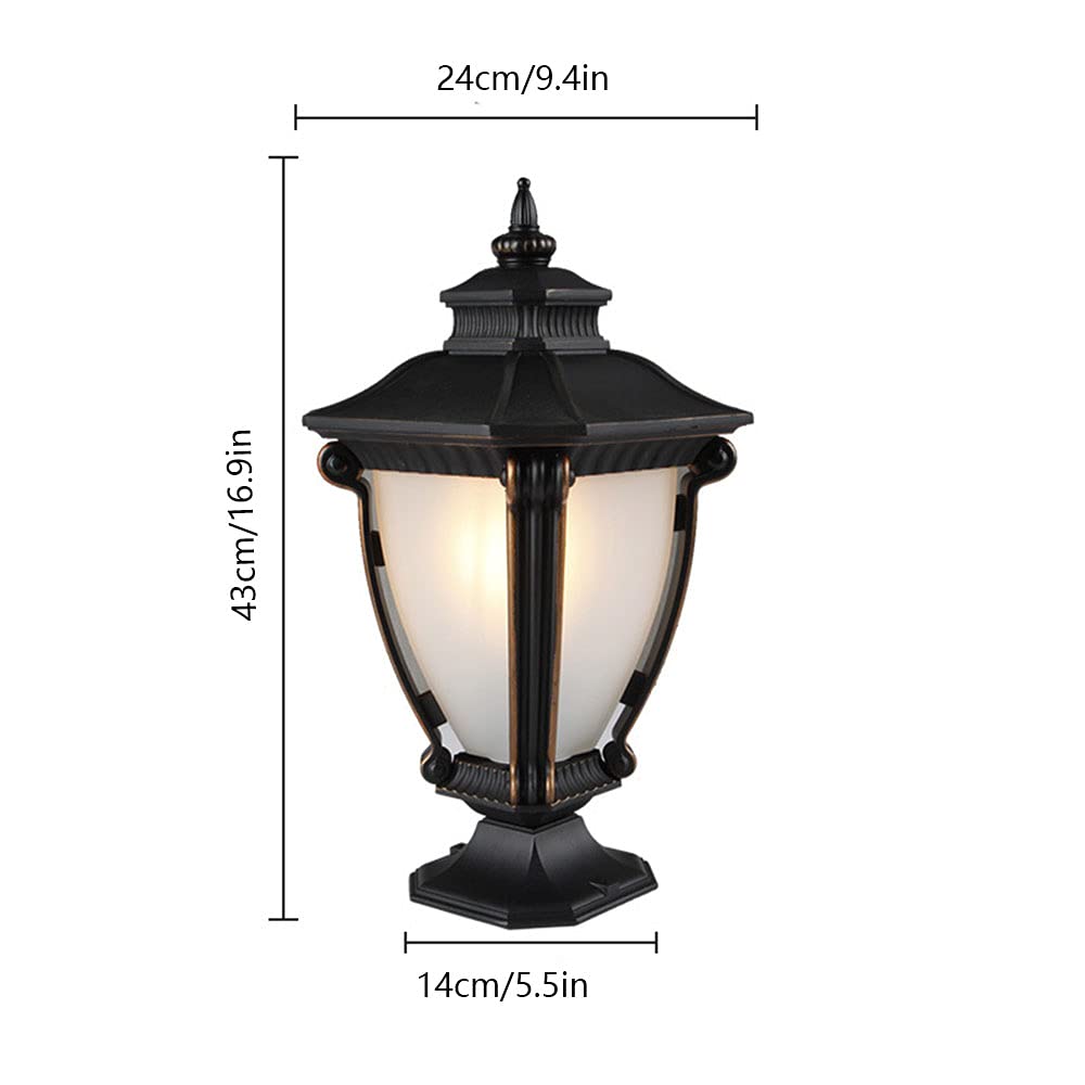 RCIDOS Szklany Klosz Lampy W Stylu Vintage. Oświetlenie Zewnętrzne IP54 Wodoodporne, Nierdzewne Latarnie Słupowe z Podstawą E27 Do Montażu Na Molo, Nowoczesną Oprawą Oświetlenia Ogrodowego