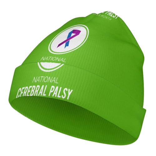Cerebral Palsy Awareness Month Kids Beanie Hat for for Girls Boys Children Cap Winter Knitted Chemo Cancer Headwear Accessories Gifts Decoration Black