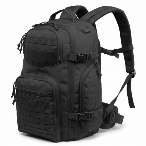 Highland Tactical Roger Tactical Backpack with Laser Cut MOLLE Webbing (Black)