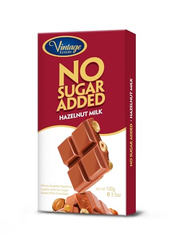 Image of Vintage Luxury No Sugar Added Hazelnut Milk Chocolate, 3.53 oz ℮ 100 g | Sweetened with Maltitol • Creamy Gourmet, Imported Luxury Chocolate • Ideal for Gifting, Snacking & Dessert