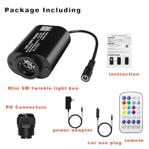 Image of AMKI Mini 6W Twinkle Sound Mode RGBW Light Source Engine Driver Remote /APP Control Starlight Box Motor for Fiber Optic Star Ceiling Light Kit
