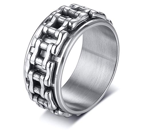 MPRAINBOW Punk Bike Hip Hop Ring for Men Boy Bicycle Chain Spinner Ring Stainless Steel Ring Birthday Gift