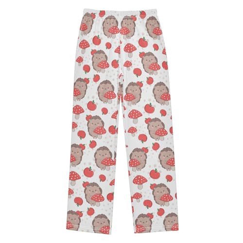 ZZXXB Hedgehog Fruit Mushroom Boys Long Pants Soft Trousers Elastic Waist Kids Lounge Bottoms with Pockets S-XL
