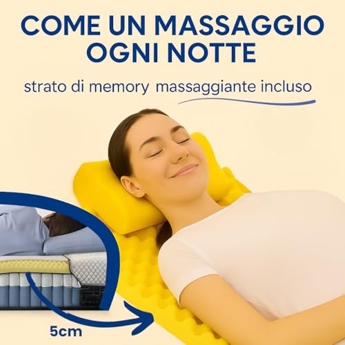 Francegaglia® Materasso Healthy Relax 1600 Molle Insacchettate & Memory Con Fascia 3D Traspirante + Cuscino In Fiocco Di Memory - Altezza 25Cm - Dispositivo Medico Detraibile - 90X200 - 5