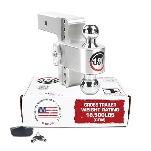 Weigh Safe Adjustable Trailer Hitch Ball Mount - 4' Adjustable Drop Hitch for 2.5' Receiver - Premium Heavy Duty Aluminum Trailer Tow Hitch w/Chrome Plated Tow Balls (2' & 2 5/16') - 18,500 lbs GTW