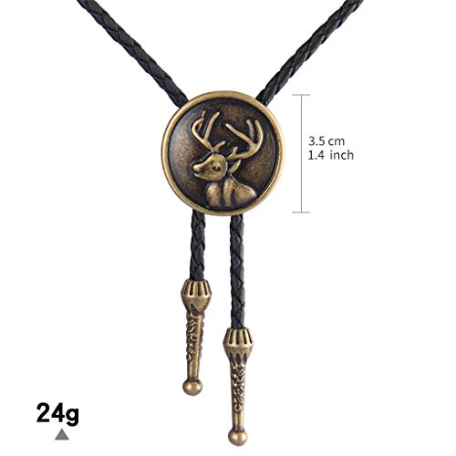 Image of Western Black Bolo Tie for Men and Women,Native American Leather Bolo Tie String
