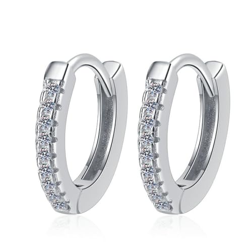 14K Gold Round Moissanite Hinged Hoop Earrings for Women,D-Color VVS1 clarity,Valentines Day Joy for Her