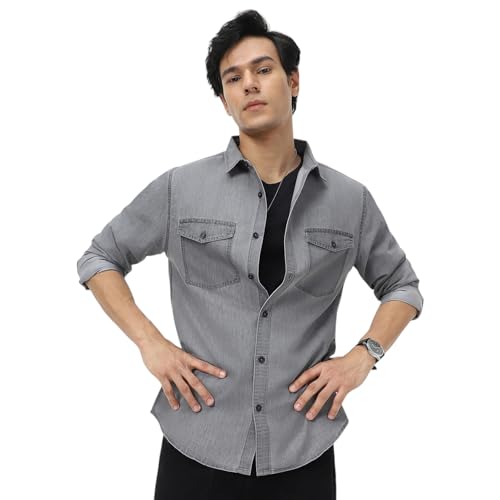 Image of Urbano Fashion Men's Full Sleeve Regular Fit Casual Denim Shirt