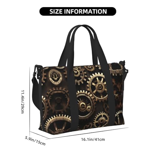 Cool Steampunk Gears Personal Item Travel Bags for Women - Durable Travel Duffel Bags, Gym Bags for Overnight Trips3
