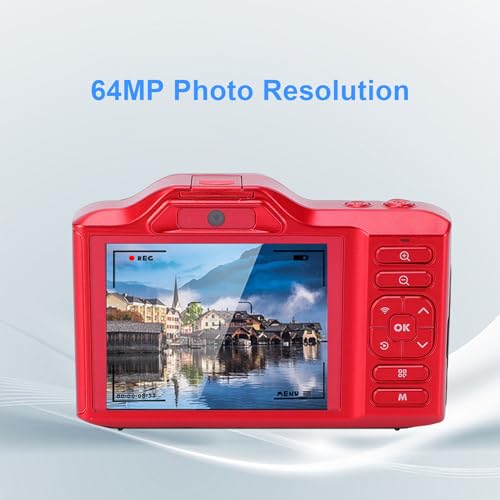 Dpofirs Cámara Digital 4K 64MP Dual Lens Compacta Roja miniatura 5
