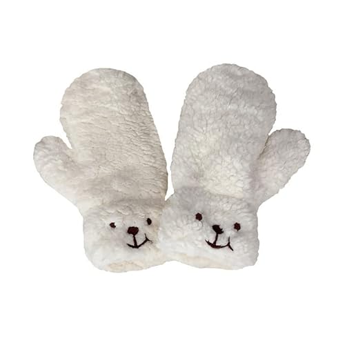 Gants en peluche Kawaii en laine d'agneau doublée Sherpa pour l'hiver, blanc, Taille Unique Cover