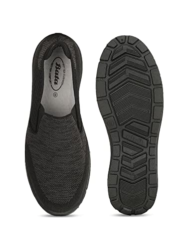 Image of Bata Men Trek Knit Sneakers, Black,