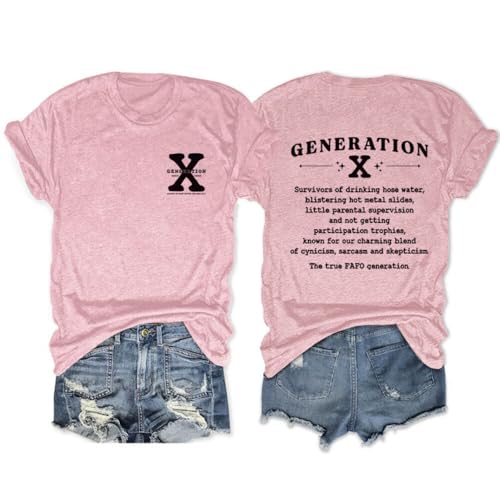 Gen X T Shirt Women Raised On Hose Water Shirt Generation X Shirt Graphic Funny Tee Tops Small Pink