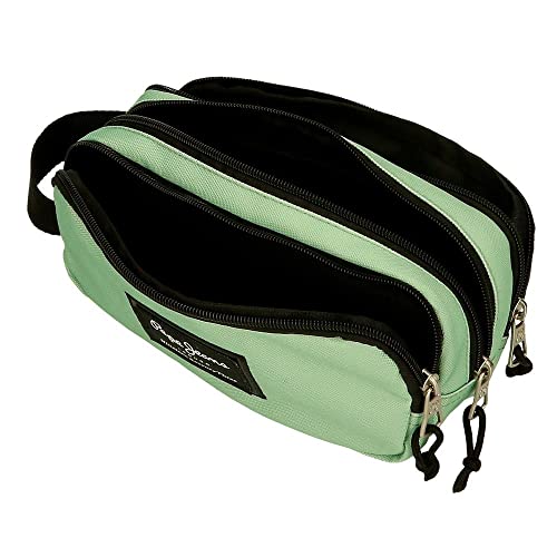 Pepe Jeans Aris Triple Pencil Case, Green, Triple Case, 22 cm x 10 cm x 9 cm - Image 4