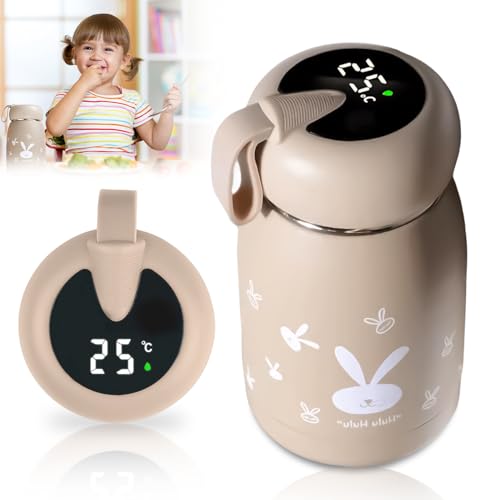 Termo de 320 ml, termo para bebé de viaje, de acero inoxidable, con indicador de temperatura LED, ideal para el calor y el frío
