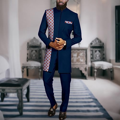 Men`s Suit African Clothes Print Blazer and Pants Set Formal Outfits Dashiki Jacket Ankara Attire2