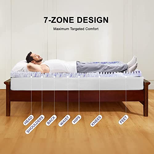 Image of Springtek Premium 2 Inches Gel Memory Foam Mattress Topper for Single Bed | Multi Zoned Support Mattress Padding Topper for Back & Neck Pain Soft Support Comfortable Sleep | 72 By 36 Inch, White