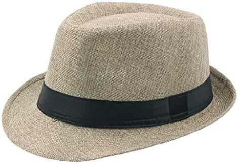 Men Women Sun Protection Mens Fedora Hats Jazz Hat Men's Breathable Linen Top Hat Outdoor Sun Hat Washed Khaki