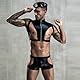 YUHENG Herren Mode Sexy Unterwäsche Polizei Kostüm Outfit Dessous, Schwarz, L