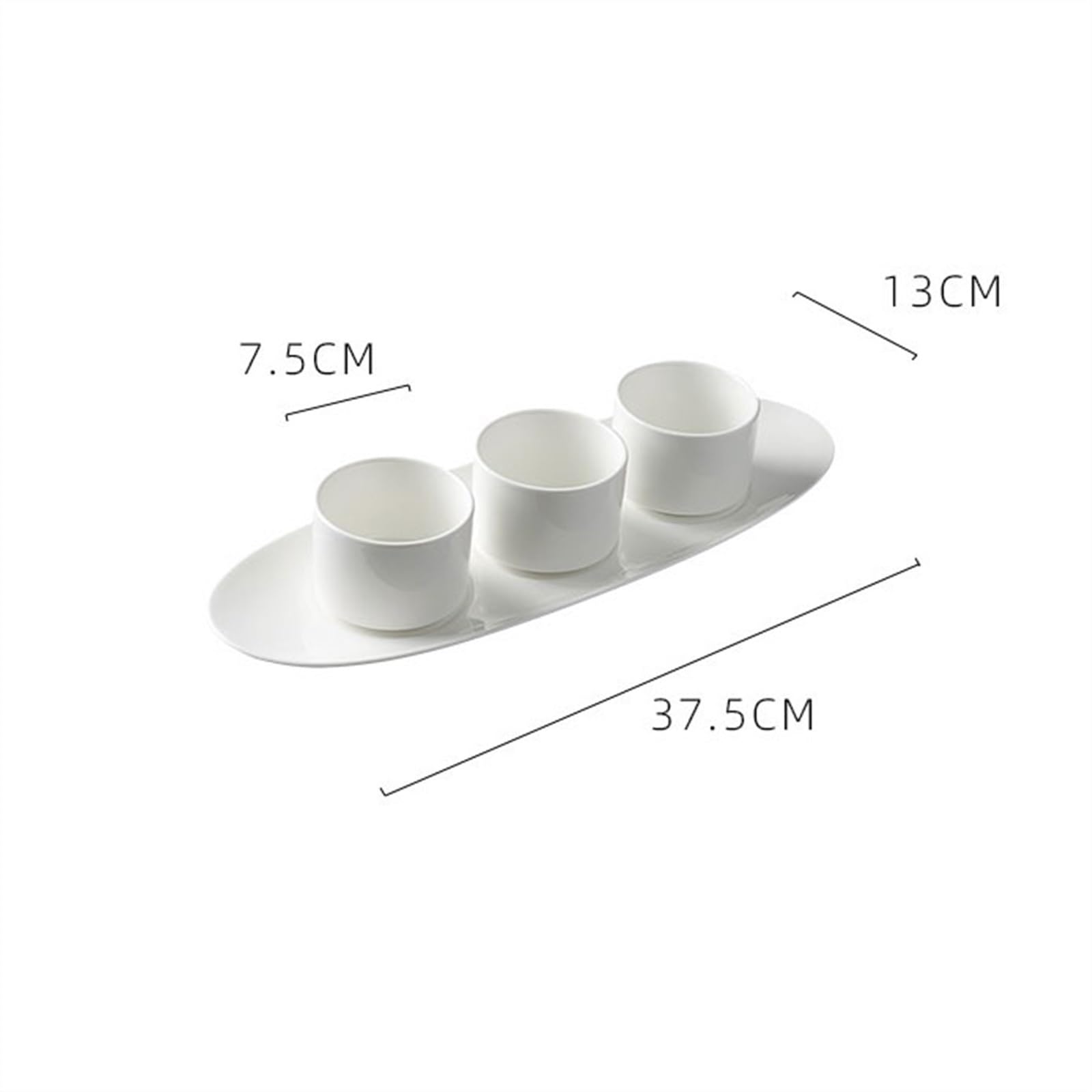 Ciotoline da Snack Bianco puro Tre piatti consecutivi Snack Bowl Pre-cena Piatto piccolo Piatto freddo Piatto rettangolare Stoviglie speciali Piatti Snack Ceramica
