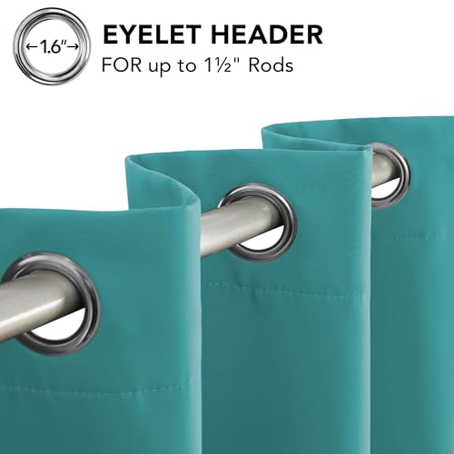 Image of Deconovo Super Soft Solid Thermal Insulated Eyelet Bedroom Blackout Curtains for Girls 46 x 90 Inch Turquoise 1 Pair